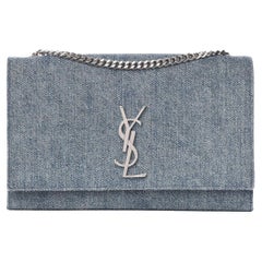 Saint Laurent Blue Denim Monogram Kate Woc Bag
