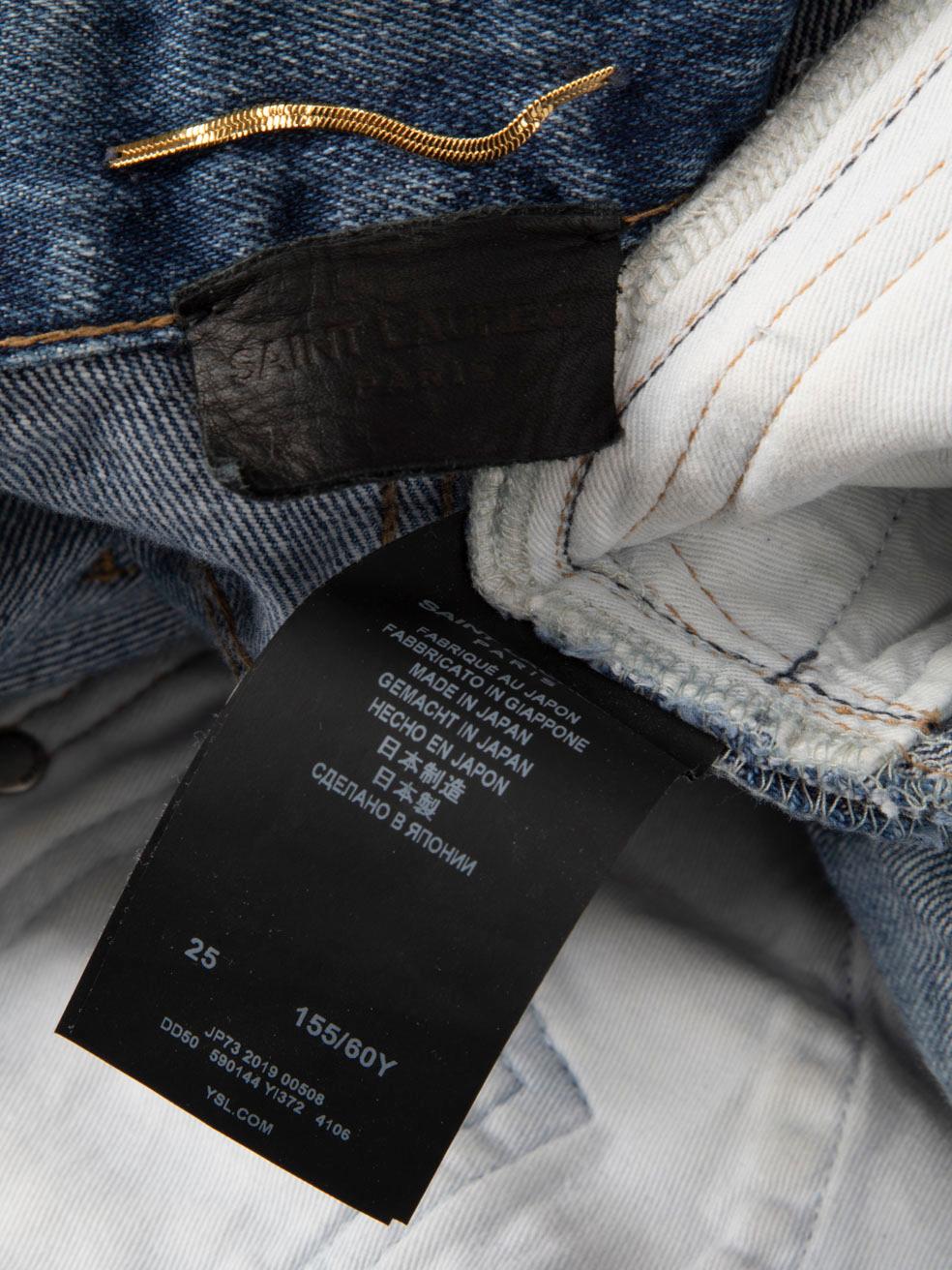 Saint Laurent Vaqueros azules ajustados de talle alto Talla S en venta 4