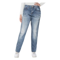 Saint Laurent Jeans Slim Fit a vita alta in denim blu Taglia S