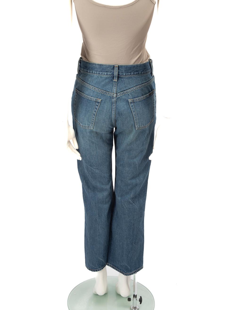 Gray Saint Laurent Blue Denim Straight Mid Rise Jeans Size M