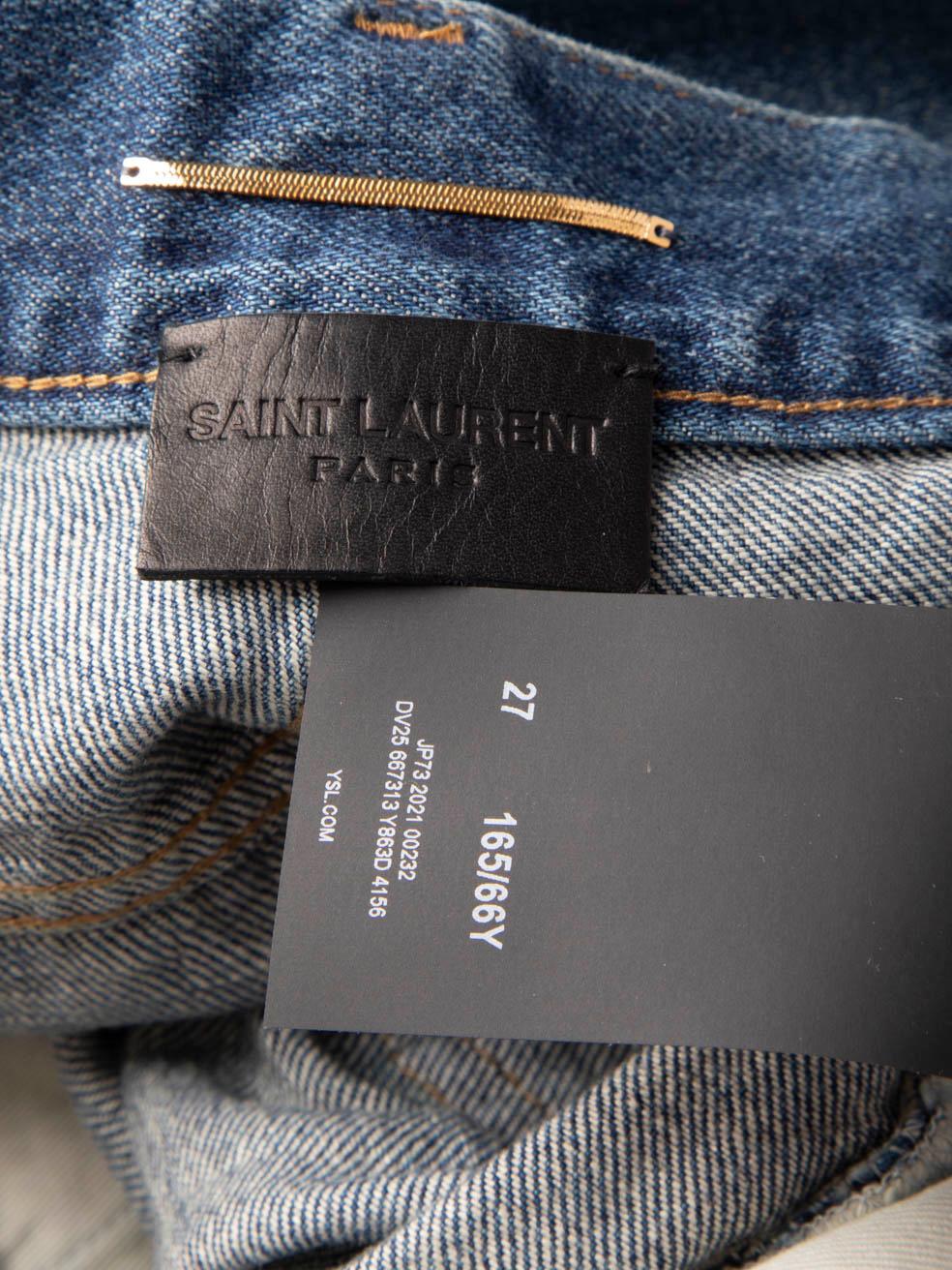 Women's Saint Laurent Blue Denim Straight Mid Rise Jeans Size M