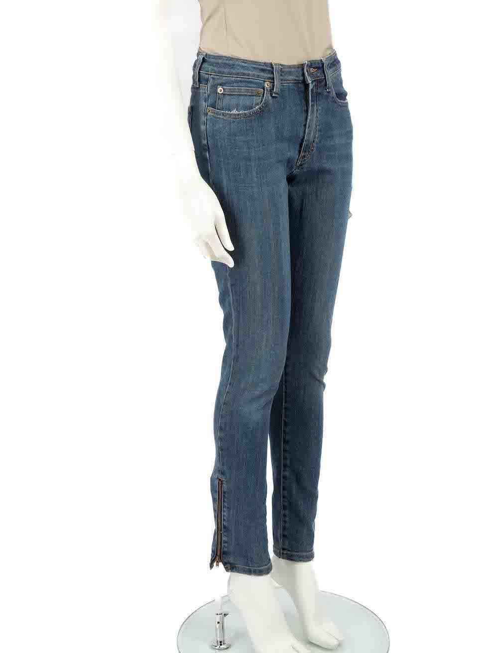 CONDITION is Very good. Minimal wear to jeans is evident. Minimal wear to the right leg with thinning of the weave at the seam on this used Saint Laurent designer resale item. Please note that these jeans have deliberately distressed