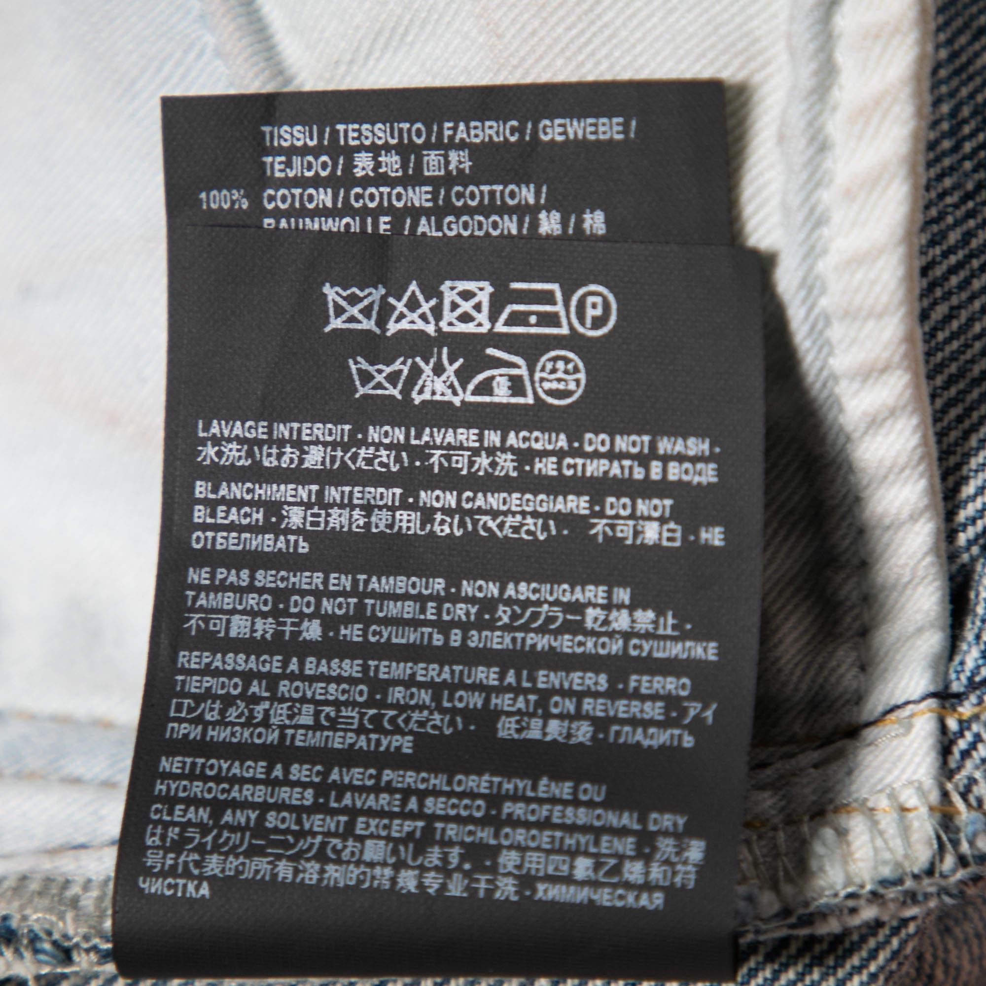 Saint Laurent Blue Distressed Denim Capri Shorts S In Good Condition In Dubai, Al Qouz 2