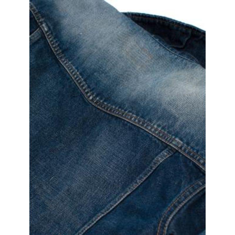 Saint Laurent Blue Distressed Denim Jacket For Sale 6
