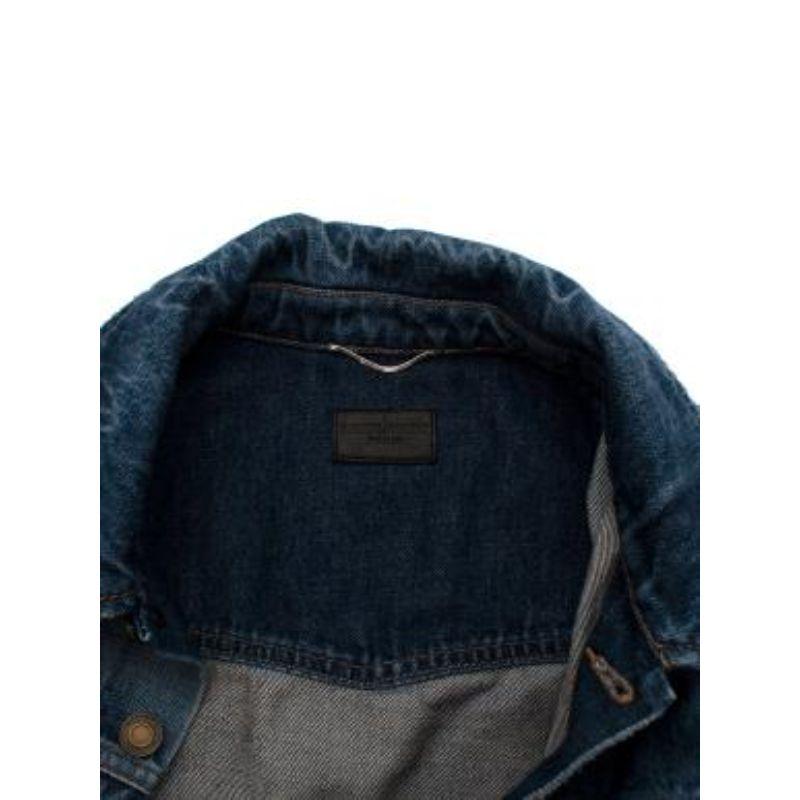 Men's Saint Laurent Blue Distressed Denim Jacket For Sale