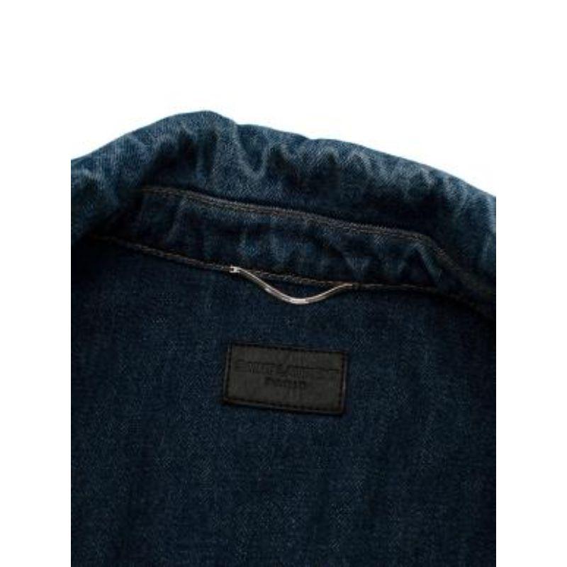 Saint Laurent Blue Distressed Denim Jacket For Sale 1