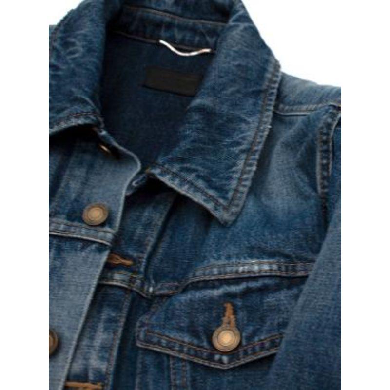 Saint Laurent Blue Distressed Denim Jacket For Sale 4