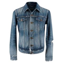 Saint Laurent Blue Distressed Denim Jacket