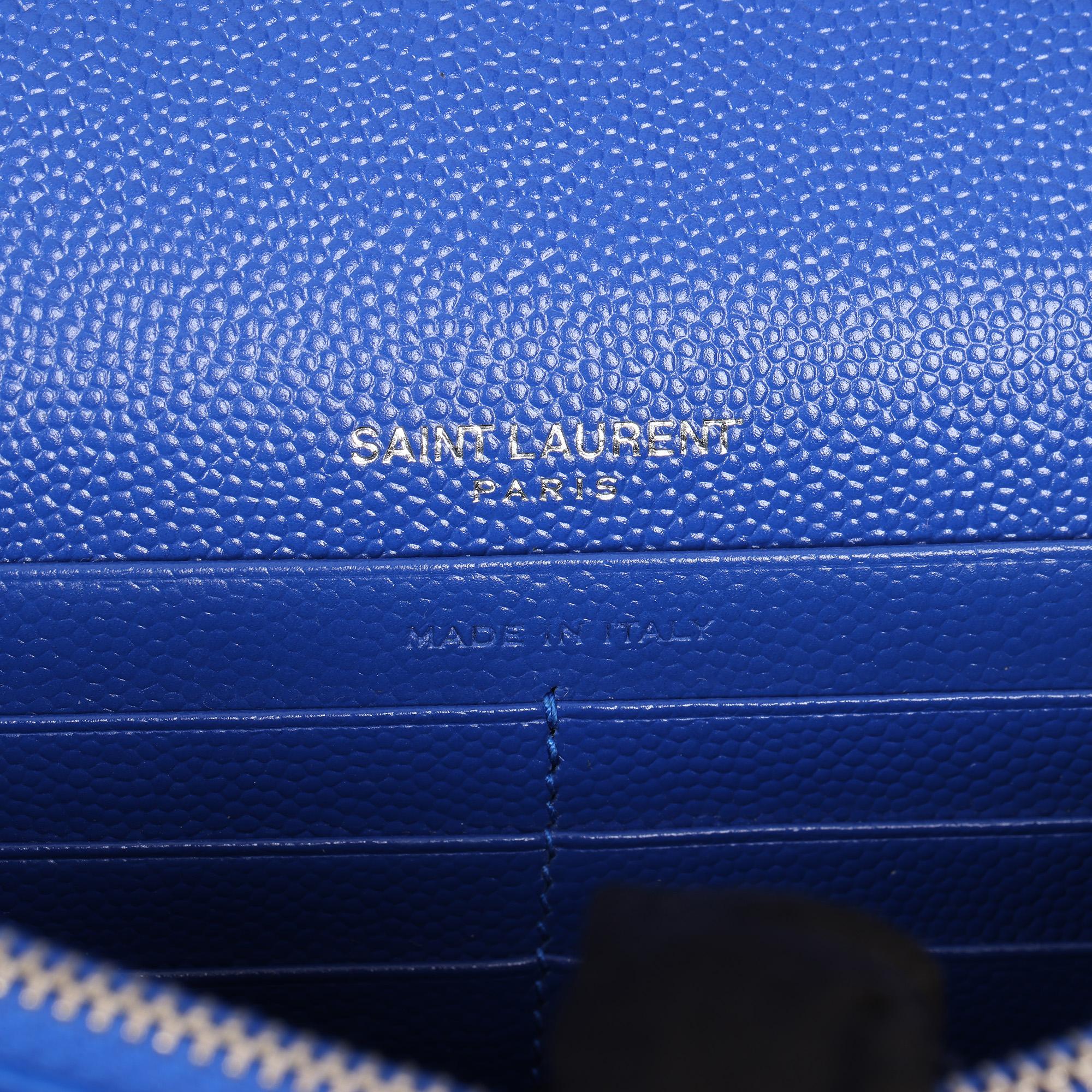SAINT LAURENT Blue Electric Calfskin Leather Kate Chain Wallet with Tassel 2