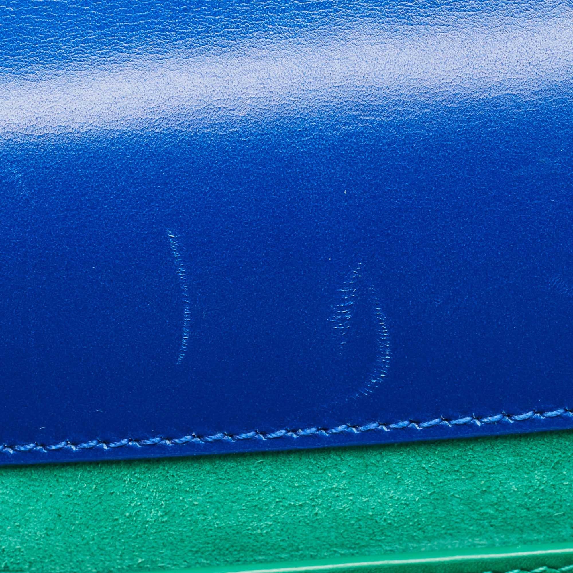Saint Laurent Blue/Green Leather Betty Clutch For Sale 9