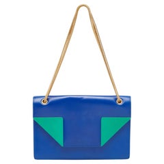 Used Saint Laurent Blue/Green Leather Betty Clutch