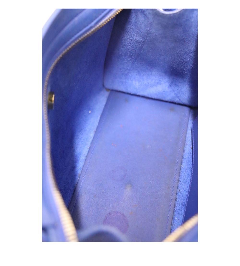 Saint Laurent Blue Leather Baby Monogram Cabas Tote For Sale 3