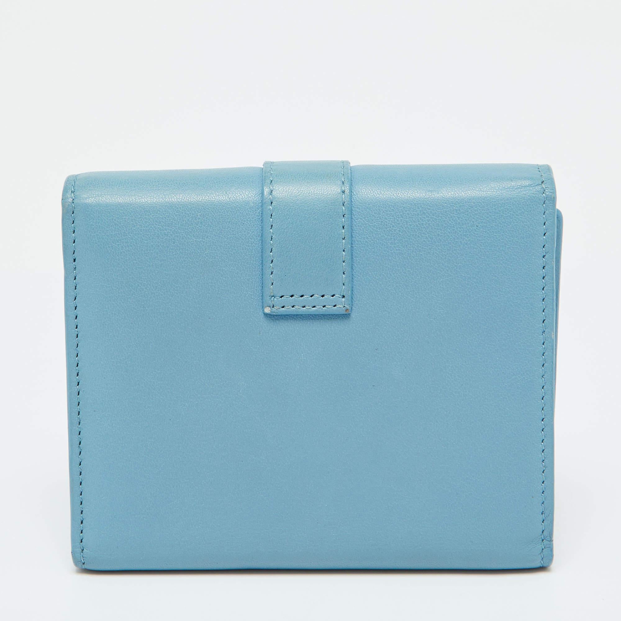 Saint Laurent Blue Leather Chyc Compact Wallet 2