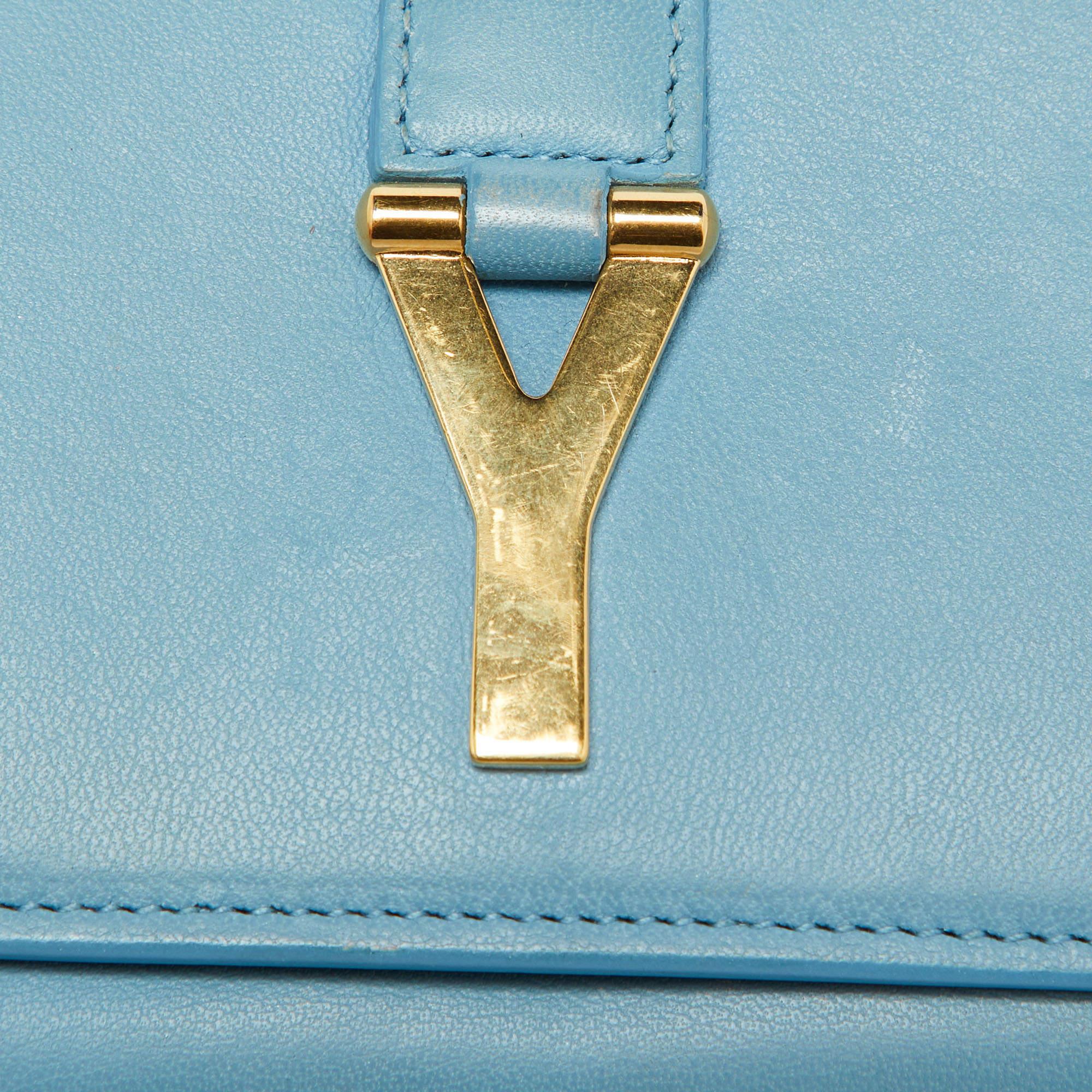 Saint Laurent Blue Leather Chyc Compact Wallet 3