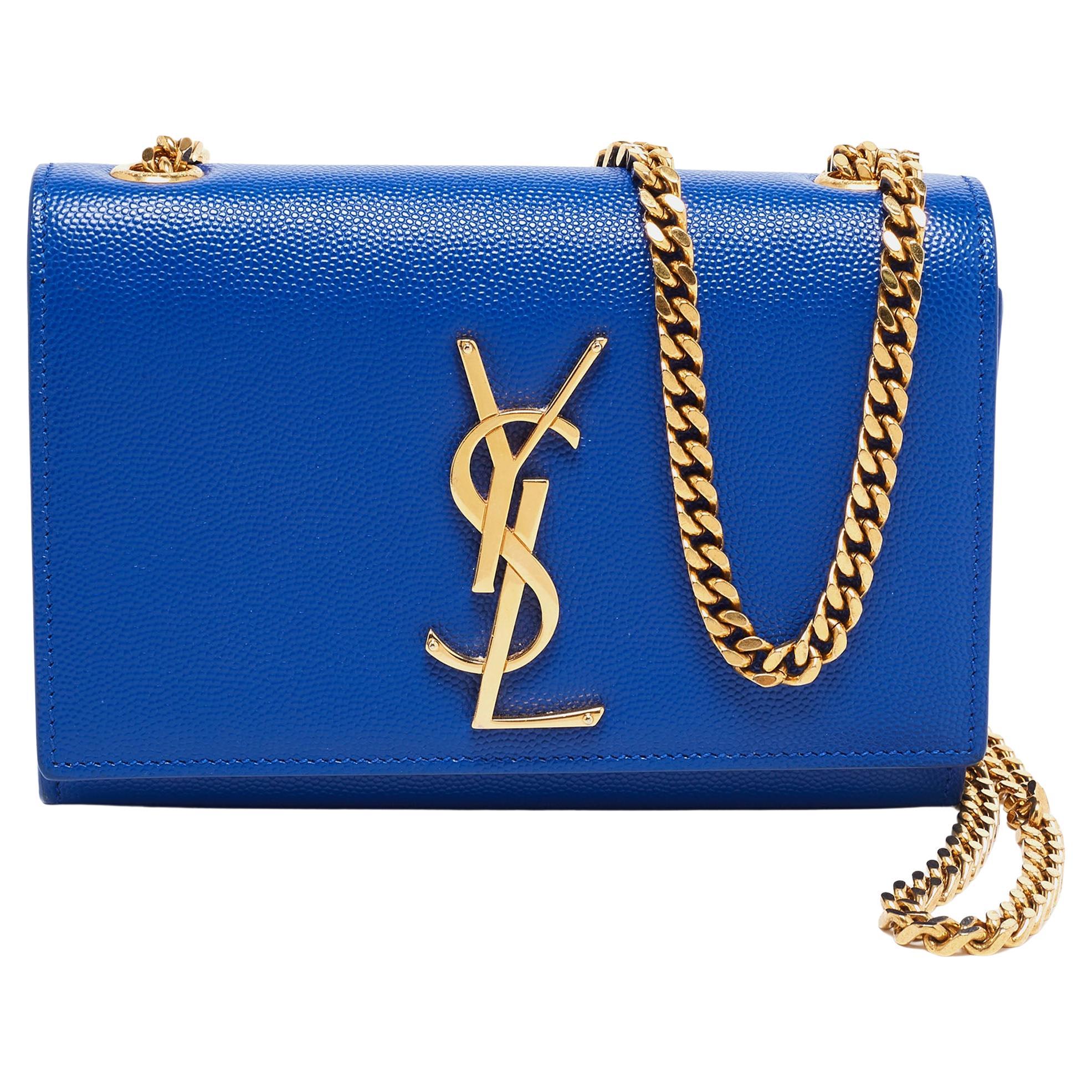 Saint Laurent Blue Leather Kate Flap Chain Shoulder Bag at 1stDibs | blue  ysl bag, ysl blue bag, blue ysl purse