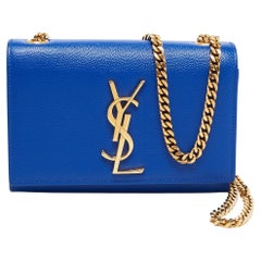 Saint Laurent Blue Leather Kate Flap Chain Shoulder Bag