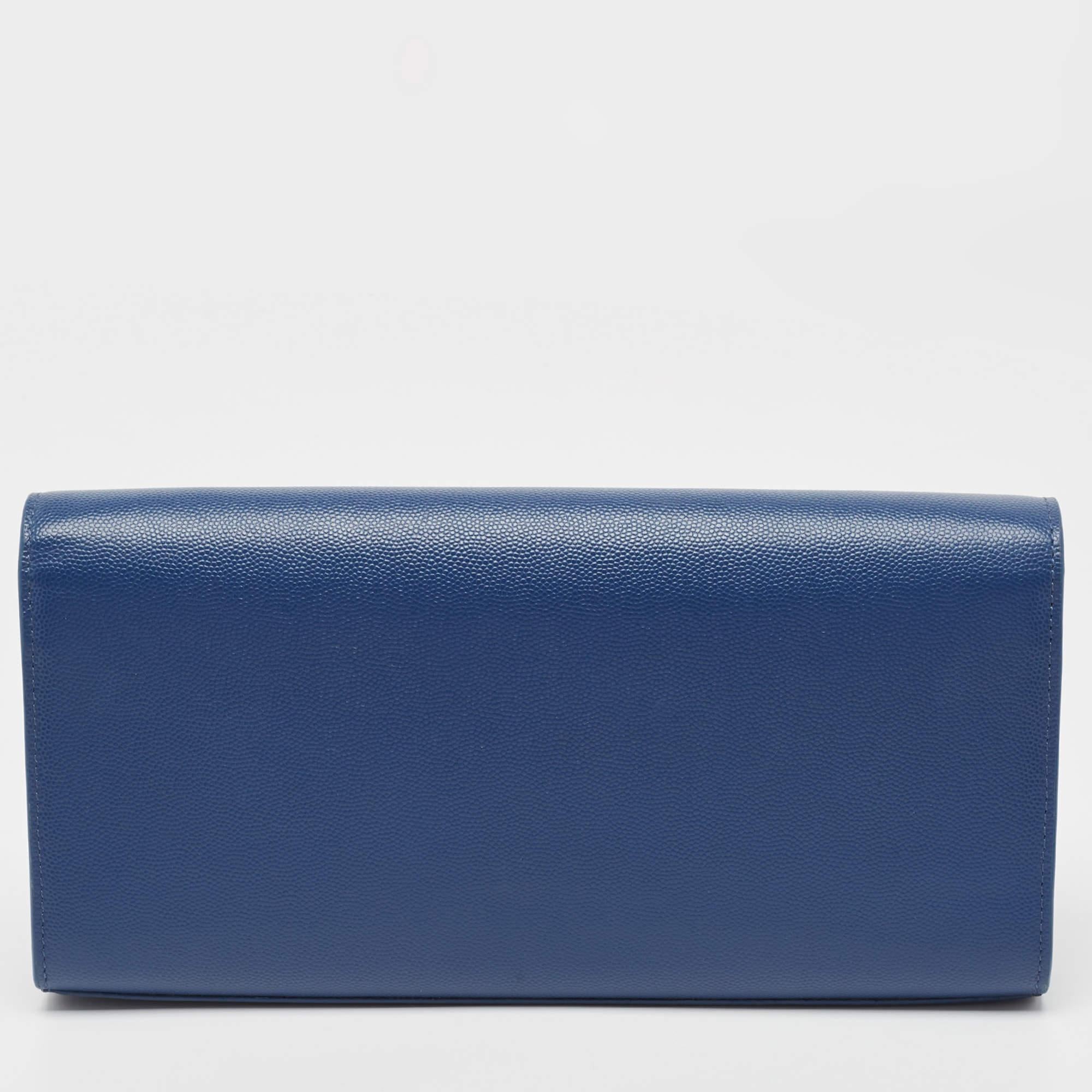 Saint Laurent Blue Leather Kate Monogram Clutch 7