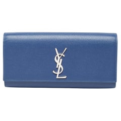 Saint Laurent Blue Leather Kate Monogram Clutch