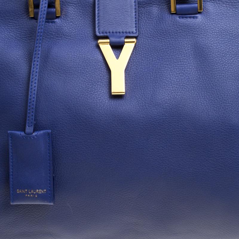 Saint Laurent Blue Leather Medium Cabas Chyc Tote 1