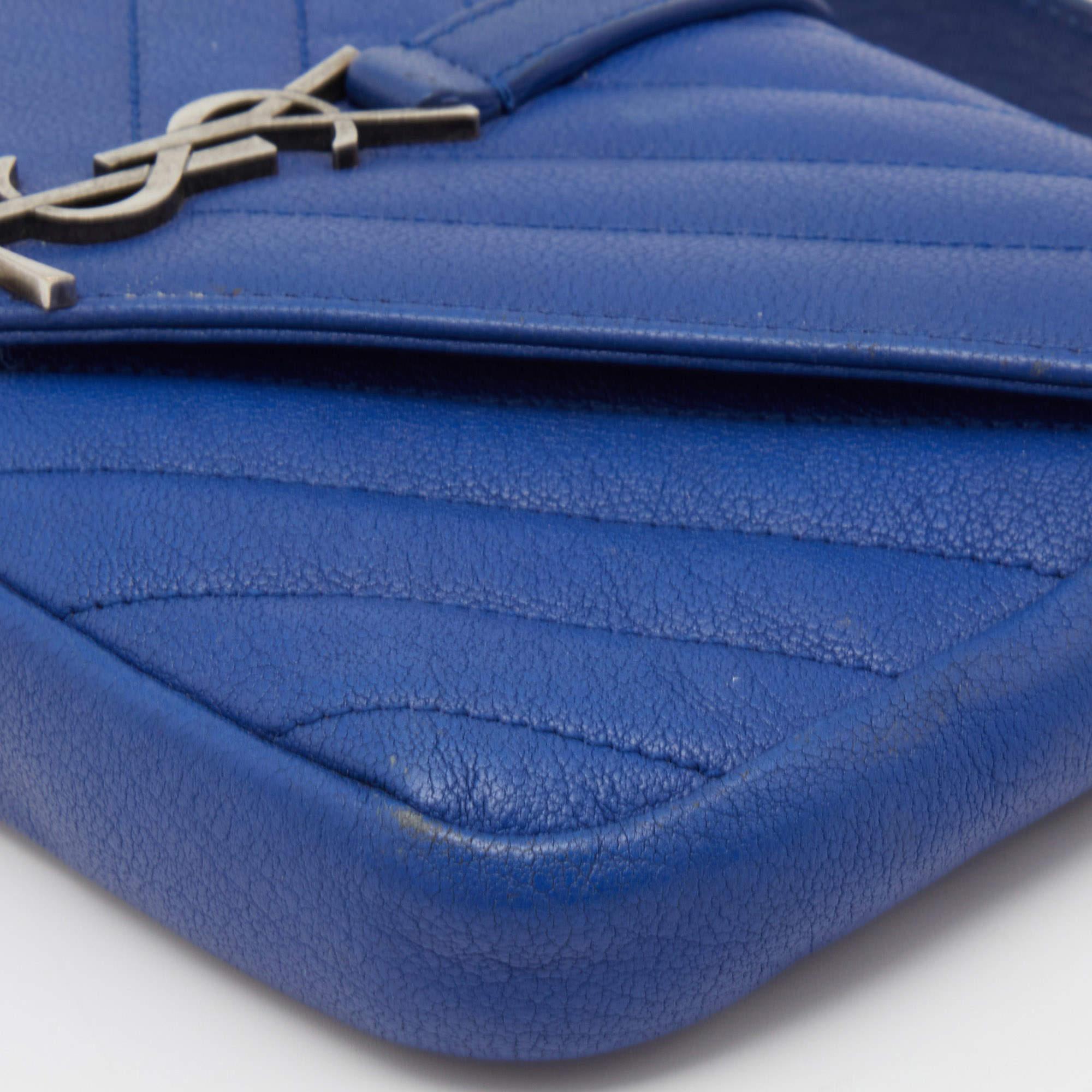 Saint Laurent Blue Leather Mini College Crossbody Bag 7