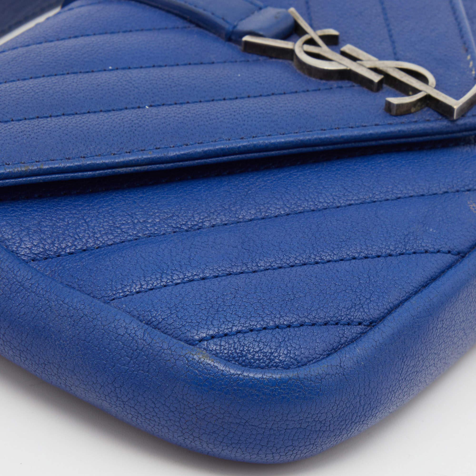 Saint Laurent Blue Leather Mini College Crossbody Bag 8