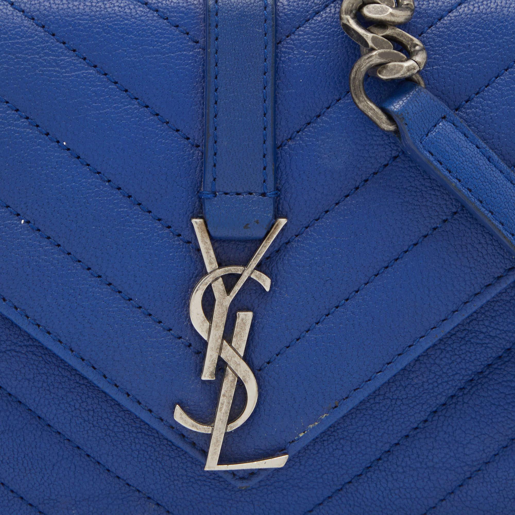 Saint Laurent Blue Leather Mini College Crossbody Bag 5