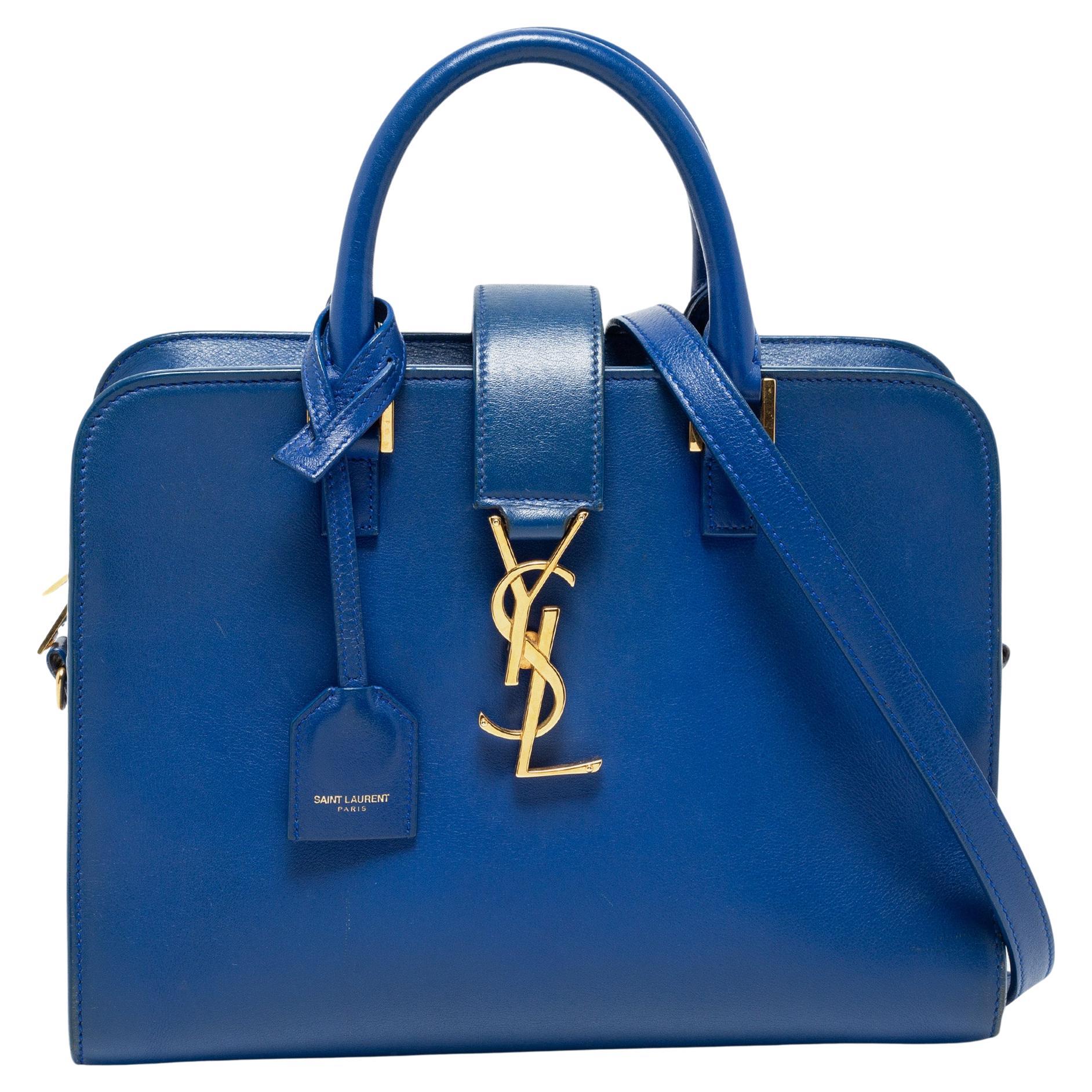 Saint Laurent Paris Royal Blue Patent Leather Roady Hobo For Sale at