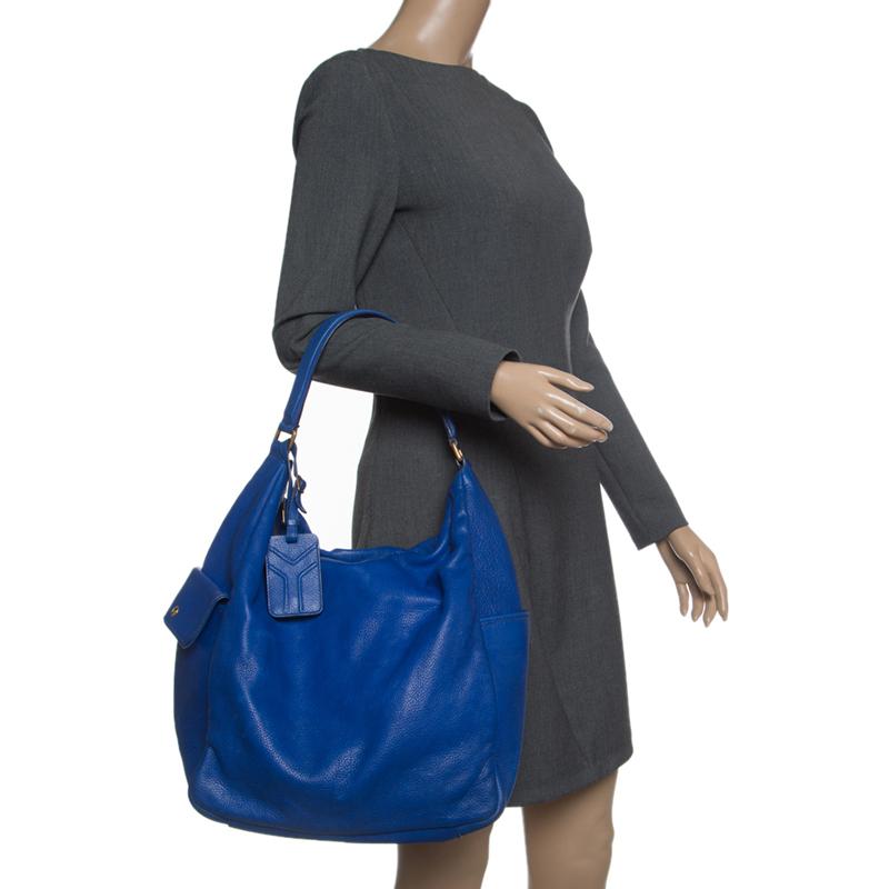 blue leather hobo