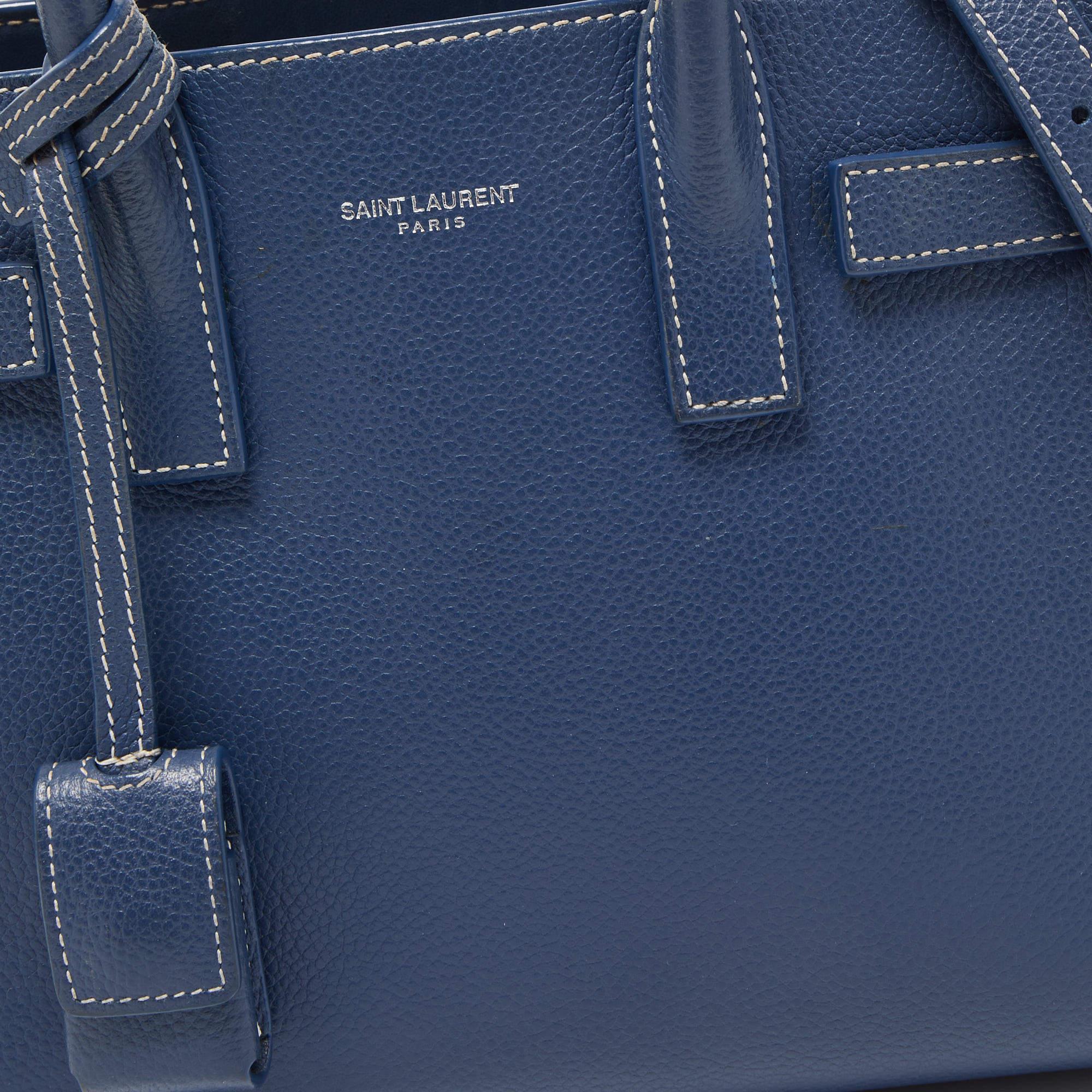 Saint Laurent Blue Leather Nano Classic Sac De Jour Tote 3