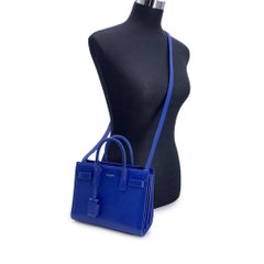Saint Laurent Blue Leather Sac De Jour Nano Tote Bag with Strap