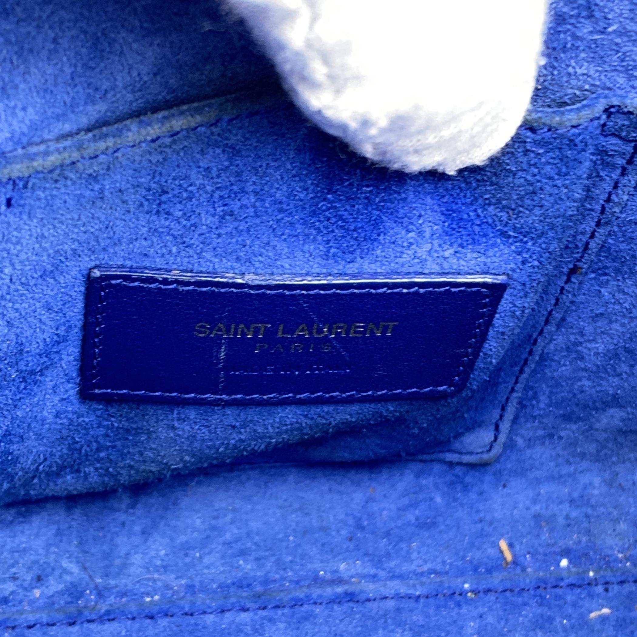 Saint Laurent Blue Leather Sac De Jour Nano Tote Bag with Strap For Sale 4