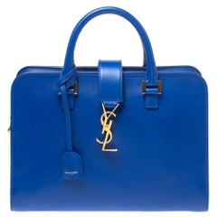 Saint Laurent Blue Leather Small Cabas Tote