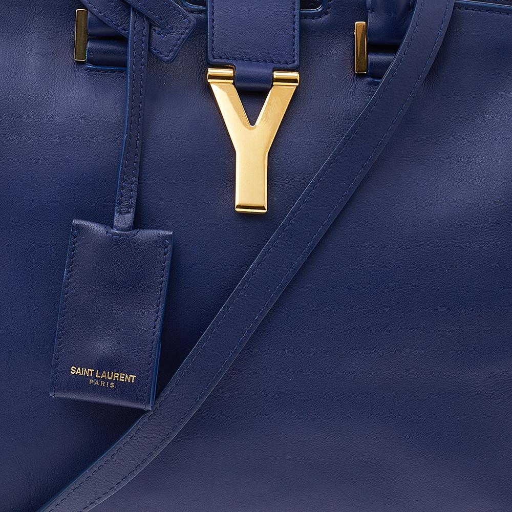 Women's Saint Laurent Blue Leather Small Cabas Y Ligne Shoulder Bag