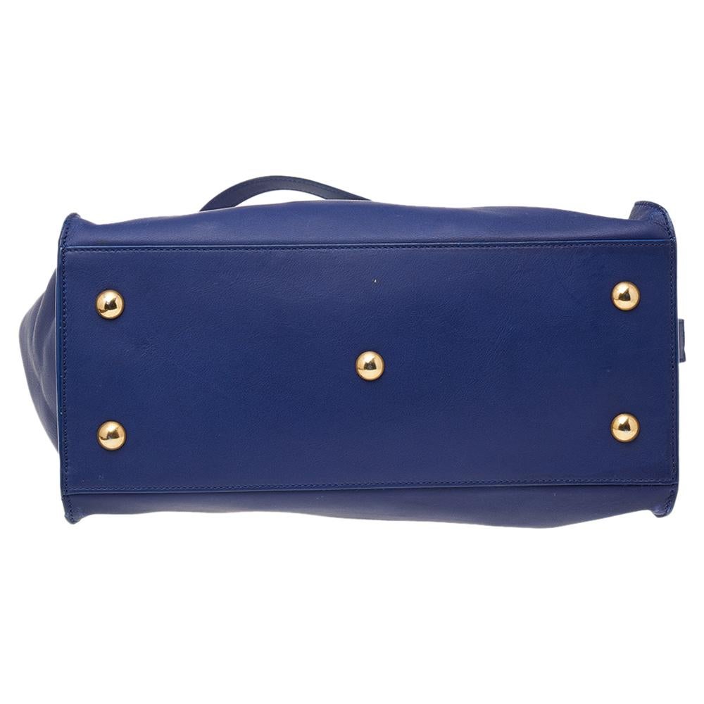 Saint Laurent Blue Leather Small Cabas Y Ligne Shoulder Bag 1