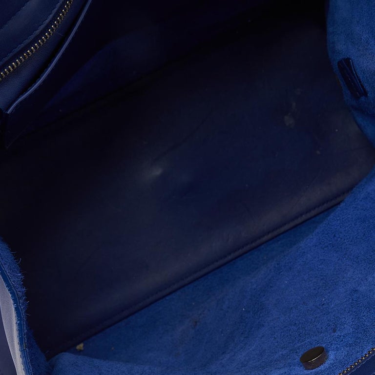 Saint Laurent Blue Leather Small Cabas Y Ligne Shoulder Bag at 1stDibs