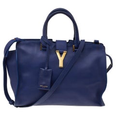 Saint Laurent Blue Leather Small Cabas Y Ligne Shoulder Bag