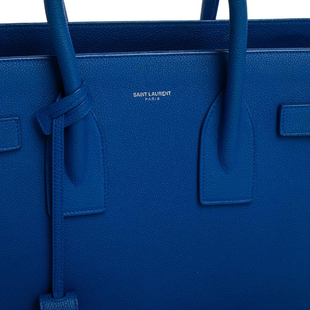 Saint Laurent Blue Leather Small Classic Sac De Jour Tote 6