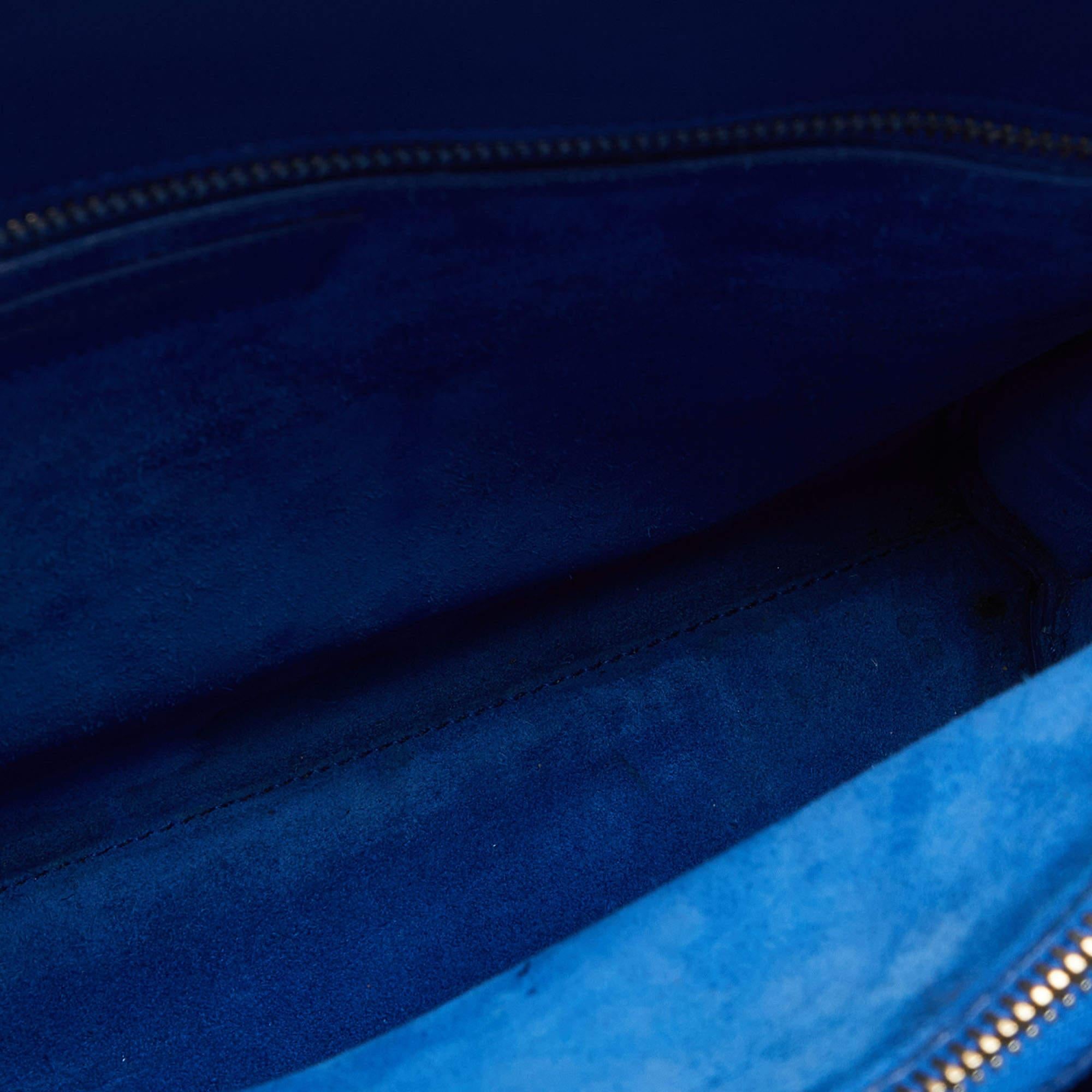 Saint Laurent - Petit sac de jour classique en cuir bleu en vente 6