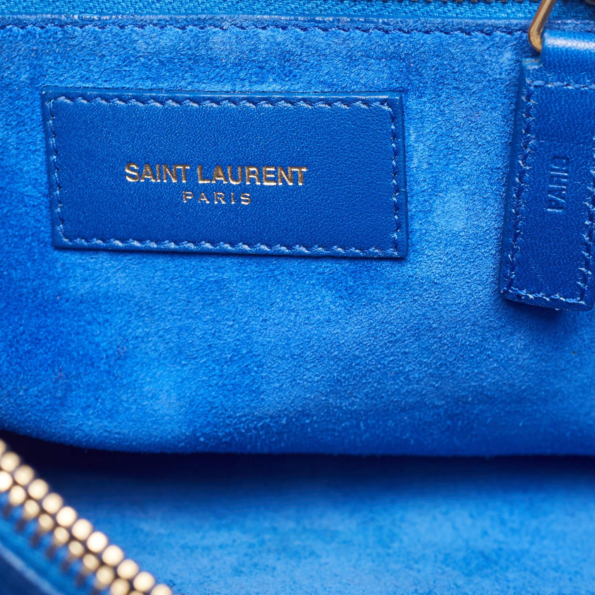 Saint Laurent Blue Leather Small Classic Sac De Jour Tote For Sale 11