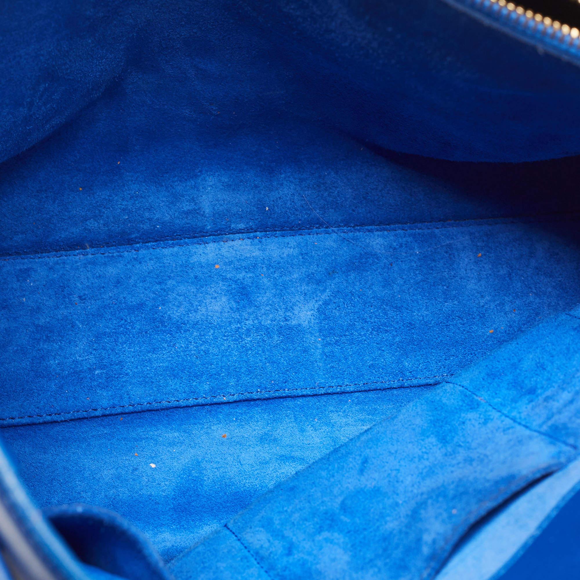 Saint Laurent Blue Leather Small Classic Sac De Jour Tote For Sale 12