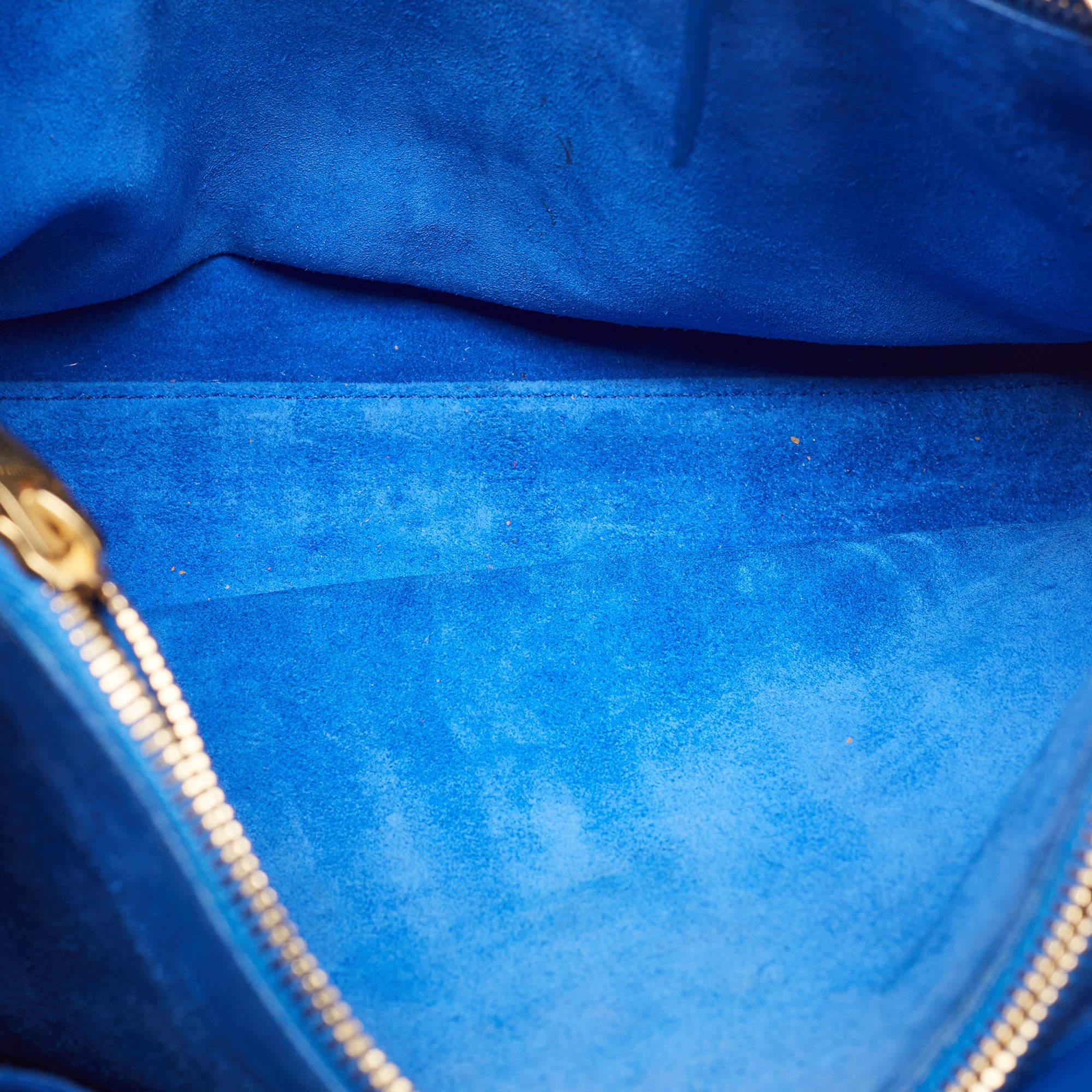 Saint Laurent Blue Leather Small Classic Sac De Jour Tote For Sale 13
