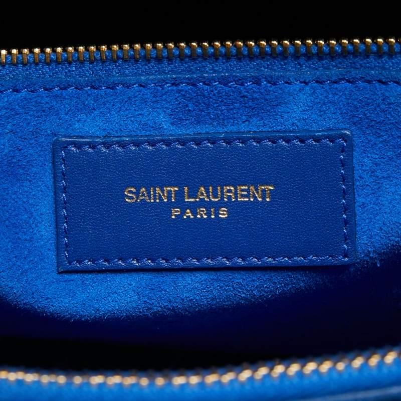 Saint Laurent Blue Leather Small Classic Sac De Jour Tote In Good Condition In Dubai, Al Qouz 2