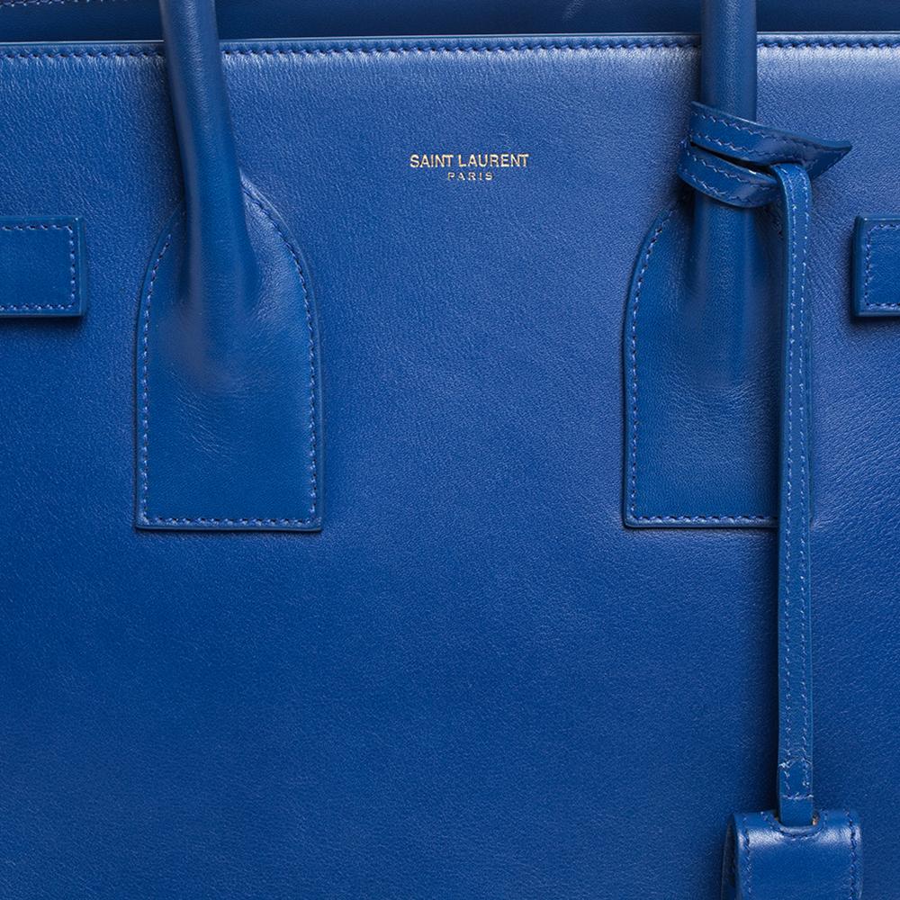 Women's Saint Laurent Blue Leather Small Classic Sac De Jour Tote