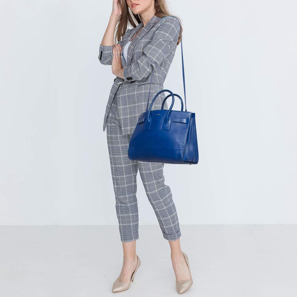 Blaue klassische Sac De Jour-Tasche aus Leder von Saint Laurent Damen im Angebot
