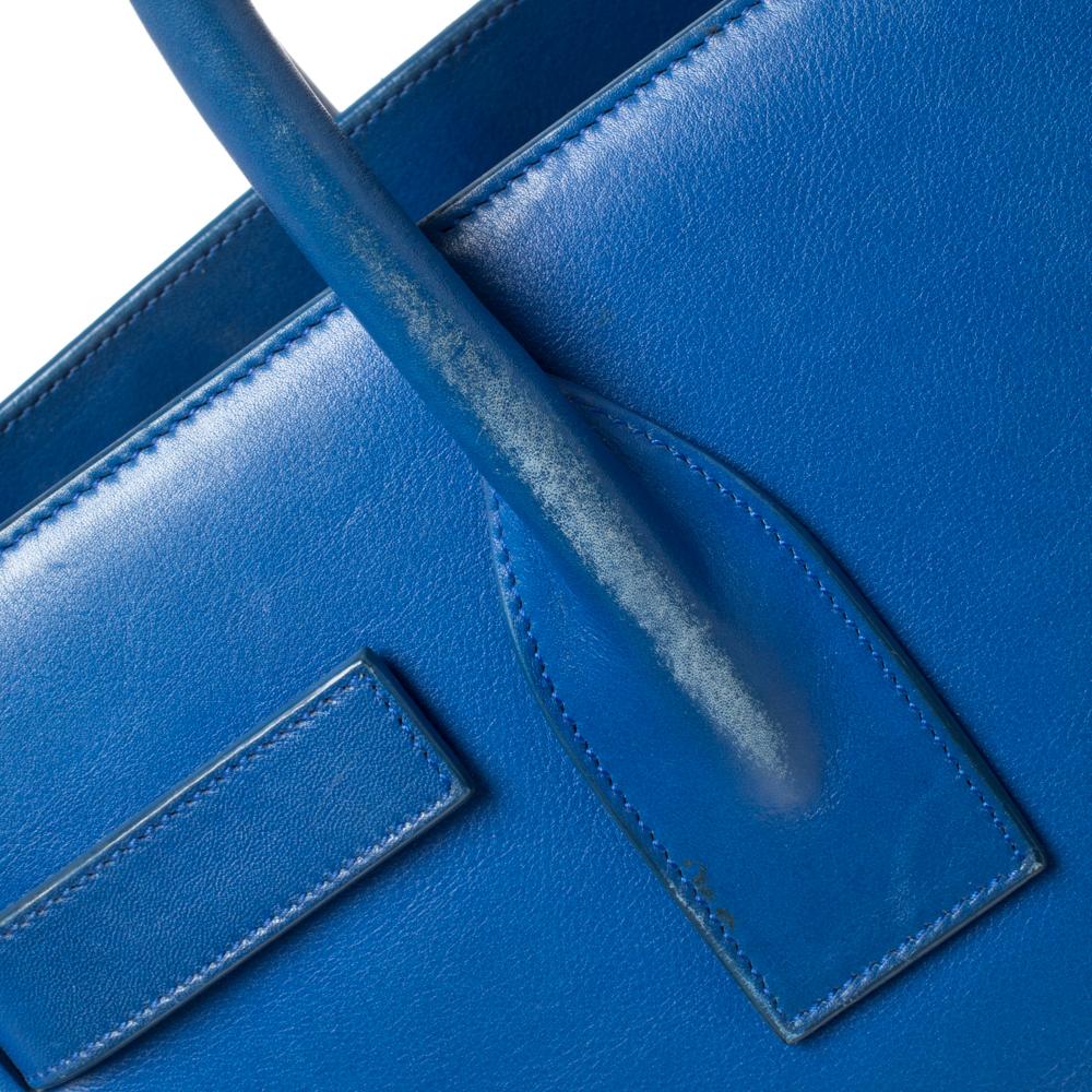 Saint Laurent Blue Leather Small Classic Sac De Jour Tote In Good Condition In Dubai, Al Qouz 2