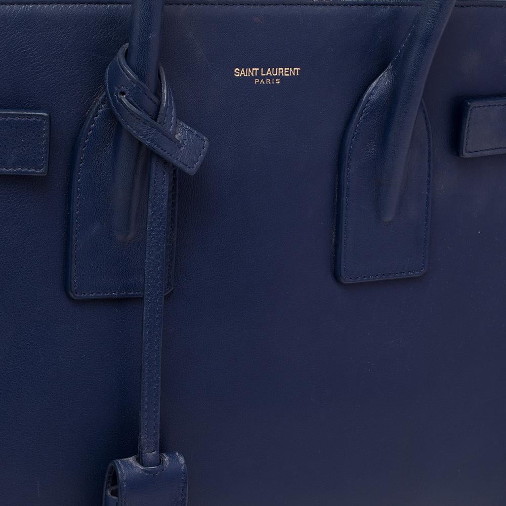 Women's Saint Laurent Blue Leather Small Classic Sac De Jour Tote