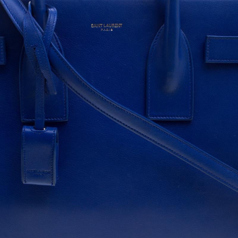 Blaue klassische Sac De Jour-Tasche aus Leder von Saint Laurent 5