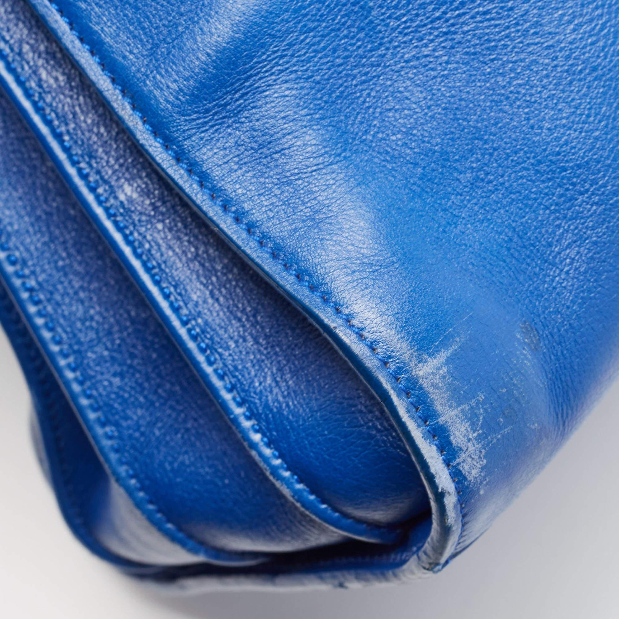 Saint Laurent Blue Leather Small Classic Sac De Jour Tote For Sale 5