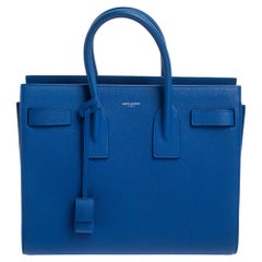 Saint Laurent Blue Leather Small Classic Sac De Jour Tote