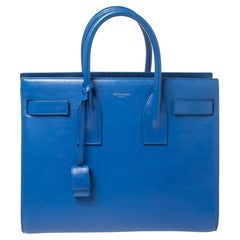 Saint Laurent Blue Leather Small Classic Sac De Jour Tote